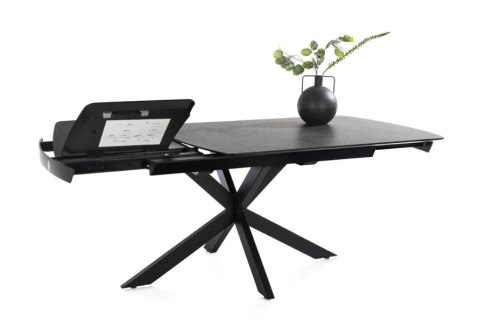[od ręki] Rozkładany Stół Jadalniany PAVALON 140-190 cm - Blat HPL Primo Laminato Antracyt - Centralna Noga Designerska