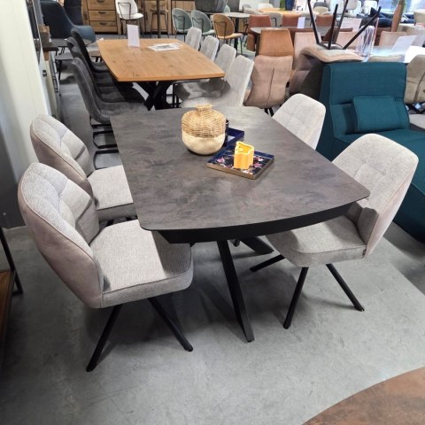 [od ręki] Rozkładany Stół Jadalniany PAVALON 140-190 cm - Blat HPL Primo Laminato Antracyt - Centralna Noga Designerska