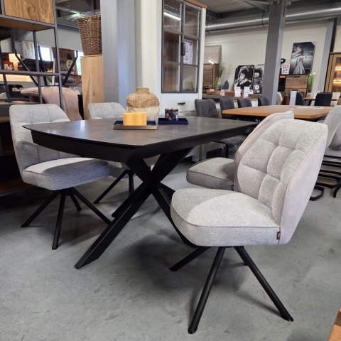 [od ręki] Rozkładany Stół Jadalniany PAVALON 140-190 cm - Blat HPL Primo Laminato Antracyt - Centralna Noga Designerska