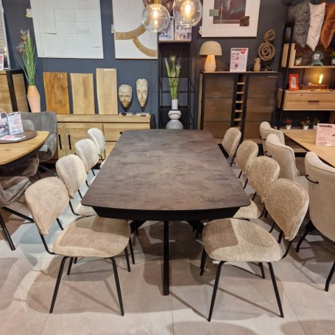 [od ręki] Rozkładany Stół Jadalniany PAVALON 200-278 cm - Blat HPL Primo Laminato Antracyt - Centralna Noga Designerska