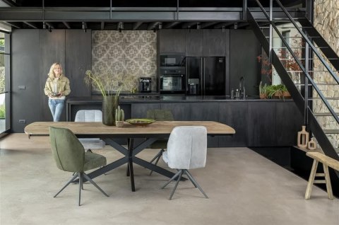 [od ręki] Rozkładany Stół Jadalniany PAVALON 200-278 cm - Blat HPL Primo Laminato Barnwood - Centralna Noga Designerska