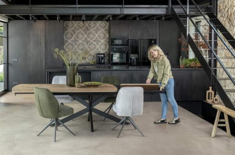 [od ręki] Rozkładany Stół Jadalniany PAVALON 200-278 cm - Blat HPL Primo Laminato Barnwood - Centralna Noga Designerska