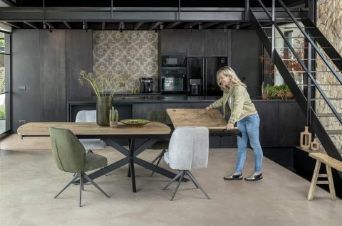 [od ręki] Rozkładany Stół Jadalniany PAVALON 200-278 cm - Blat HPL Primo Laminato Barnwood - Centralna Noga Designerska