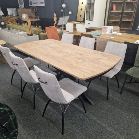 [od ręki] Rozkładany Stół Jadalniany PAVALON 200-278 cm - Blat HPL Primo Laminato Barnwood - Centralna Noga Designerska