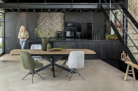 [od ręki] Rozkładany Stół Jadalniany PAVALON 200-278 cm - Blat HPL Primo Laminato Natural - Centralna Noga Designerska