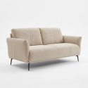 [od ręki] Sofa Dwuosobowa VENTO 160 cm – Sprężyny Kieszeniowe – Jasnobeżowa Tkanina Strukturalna – Czarne Metalowe Nóżki