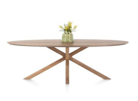 Eliptyczny Stół Jadalniany TRAPANI 210 x 120 cm - Przydymiony Fornir Mangowy Smoked - Centralna Noga Kolumnowa
