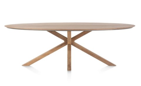 Eliptyczny Stół Jadalniany TRAPANI 210 x 120 cm - Przydymiony Fornir Mangowy Smoked - Centralna Noga Kolumnowa