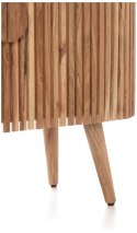 Owalna Komoda / Niska Szafka LINO 100 cm - Naturalne Drewno Akacjowe i Fornir - Ryflowane Fronty z Podbiciem z Lnu