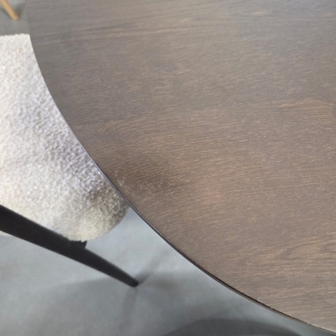 Owalny Stół Jadalniany CALETTA 270 x 110 cm – Blat z Forniru Dębowego w Kolorze Bazaltowym – Metalowa Noga Centralna Antracyt