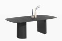 Owalny Stół Jadalniany PAVIE 240 x 120 cm - Czarny Fornir Dębowy Castle Black - Cylindryczna Noga Kolumnowa z Lamelami