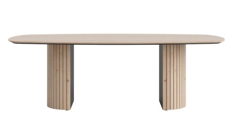 Owalny Stół Jadalniany PAVIE 270 x 120 cm - Naturalny Fornir Dębowy - Kolumnowa Noga Cylindryczna -