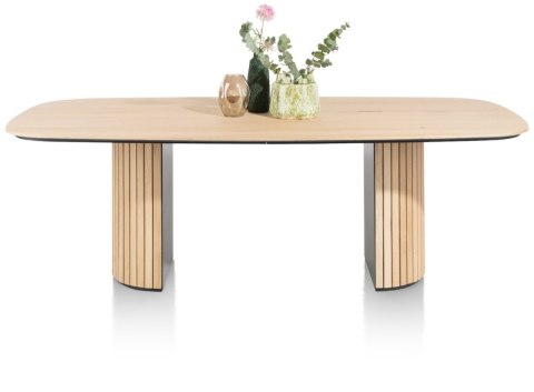 Owalny Stół Jadalniany PAVIE 270 x 120 cm - Naturalny Fornir Dębowy - Kolumnowa Noga Cylindryczna -