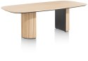 Owalny Stół Jadalniany PAVIE 270 x 120 cm - Naturalny Fornir Dębowy - Kolumnowa Noga Cylindryczna -