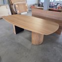 Owalny Stół Jadalniany PAVIE 270 x 120 cm - Naturalny Fornir Dębowy - Kolumnowa Noga Cylindryczna -