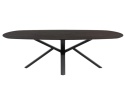 Owalny Stół Jadalniany CALETTA 270 x 110 cm – Blat z Forniru Dębowego w Kolorze Bazaltowym – Metalowa Noga Centralna Antracyt