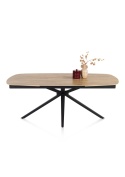 [od ręki, defekt] Ekskluzywny Rozkładany Stół Ceramiczny LATTINA 200-300 cm – Blat Ceramic Oak Natural – Czarne Metalowe Nogi