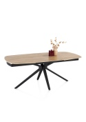 [od ręki, defekt] Ekskluzywny Rozkładany Stół Ceramiczny LATTINA 200-300 cm – Blat Ceramic Oak Natural – Czarne Metalowe Nogi