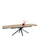 [od ręki, defekt] Ekskluzywny Rozkładany Stół Ceramiczny LATTINA 200-300 cm – Blat Ceramic Oak Natural – Czarne Metalowe Nogi