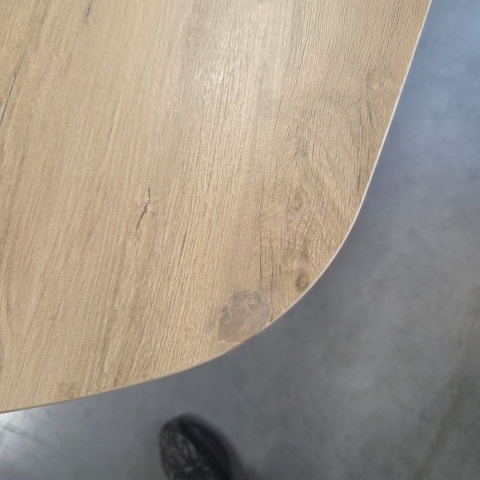 [od ręki, defekt] Ekskluzywny Rozkładany Stół Ceramiczny LATTINA 200-300 cm – Blat Ceramic Oak Natural – Czarne Metalowe Nogi