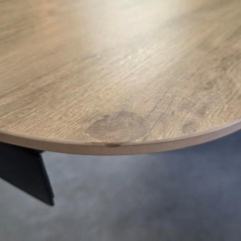 [od ręki, defekt] Ekskluzywny Rozkładany Stół Ceramiczny LATTINA 200-300 cm – Blat Ceramic Oak Natural – Czarne Metalowe Nogi