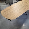 [od ręki, defekt] Ekskluzywny Rozkładany Stół Ceramiczny LATTINA 200-300 cm – Blat Ceramic Oak Natural – Czarne Metalowe Nogi