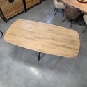 [od ręki, defekt] Ekskluzywny Rozkładany Stół Ceramiczny LATTINA 200-300 cm – Blat Ceramic Oak Natural – Czarne Metalowe Nogi