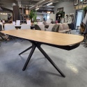 [od ręki, defekt] Ekskluzywny Rozkładany Stół Ceramiczny LATTINA 200-300 cm – Blat Ceramic Oak Natural – Czarne Metalowe Nogi