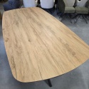 [od ręki, defekt] Ekskluzywny Rozkładany Stół Ceramiczny LATTINA 200-300 cm – Blat Ceramic Oak Natural – Czarne Metalowe Nogi