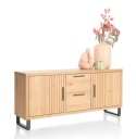 [od ręki] Designerska Komoda RTV PAVIE 175 cm – Naturalny Fornir Dębowy (Efekt Lameli) – System Soft-Closing