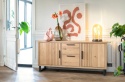 [od ręki] Designerska Komoda RTV PAVIE 175 cm – Naturalny Fornir Dębowy (Efekt Lameli) – System Soft-Closing