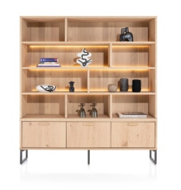 Skandynawska Dębowa Komoda Wysoka CASTELLO 180 x 195 cm – Dąb Piaskowy – Oświetlenie LED – Projekt Premium