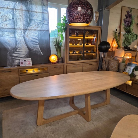 [K, od ręki] Stół Jadalniany Almora 270 cm - Lity Dąb Natural Sand (Lakier Platinum)