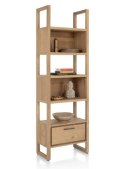 [od ręki] Regał na Książki NYSTEAD 200 cm - Naturalny Fornir Dębowy Dune - Matowy Lakier Platinum - Soft-Close
