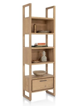[od ręki] Regał na Książki NYSTEAD 200 cm - Naturalny Fornir Dębowy Dune - Matowy Lakier Platinum - Soft-Close