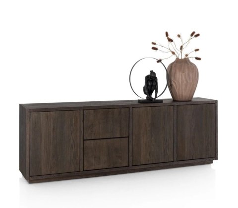 [defekt] Szeroka Komoda / Dressoir GIJON 240 cm -Fornir Dębowy w Kolorze Bazaltowym (Basalt) - System Soft-Closing -