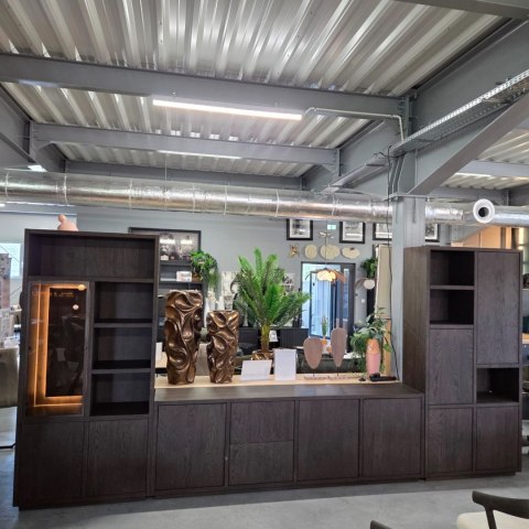 [defekt] Szeroka Komoda / Dressoir GIJON 240 cm -Fornir Dębowy w Kolorze Bazaltowym (Basalt) - System Soft-Closing -