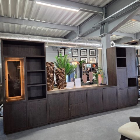 [defekt] Szeroka Komoda / Dressoir GIJON 240 cm -Fornir Dębowy w Kolorze Bazaltowym (Basalt) - System Soft-Closing -
