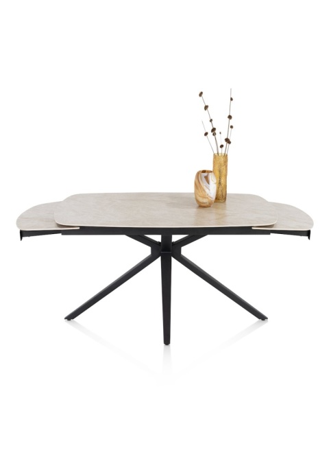 [fabrycznie nowy] Rozkładany Stół Ceramiczny LATTINA 140-200 cm – Ceramic Marble Creme (Efekt Kremowego Marmuru) Metalowe Nogi