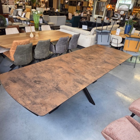 [na zamówienie] Rozkładany Stół Jadalniany PAVALON 200-278 cm - Blat HPL Primo Laminato Roest (Rdza) - Centralna Noga