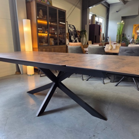 [na zamówienie] Rozkładany Stół Jadalniany PAVALON 200-278 cm - Blat HPL Primo Laminato Roest (Rdza) - Centralna Noga