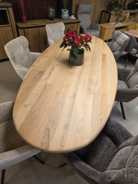 [na zamówienie] Stół Jadalniany Almora 270 cm - Lity Dąb Natural Sand (Lakier Platinum)
