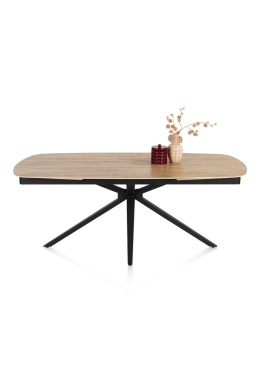 [fabrycznie nowy] Ekskluzywny Rozkładany Stół Ceramiczny LATTINA 200-300 cm – Blat Ceramic Oak Natural – Czarne Metalowe Nogi
