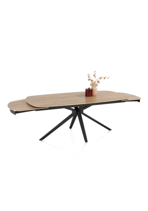 [fabrycznie nowy] Ekskluzywny Rozkładany Stół Ceramiczny LATTINA 200-300 cm – Blat Ceramic Oak Natural – Czarne Metalowe Nogi