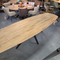 [fabrycznie nowy] Ekskluzywny Rozkładany Stół Ceramiczny LATTINA 200-300 cm – Blat Ceramic Oak Natural – Czarne Metalowe Nogi