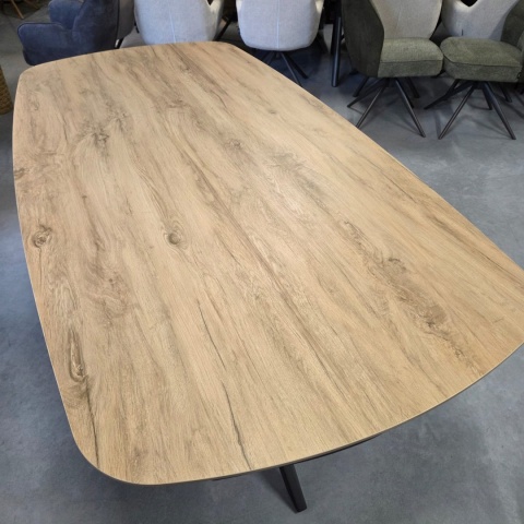 [fabrycznie nowy] Ekskluzywny Rozkładany Stół Ceramiczny LATTINA 200-300 cm – Blat Ceramic Oak Natural – Czarne Metalowe Nogi