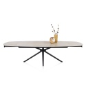 [od ręki, defekt] Rozkładany Stół Ceramiczny LATTINA 200-300 cm – Ceramic Marble Creme (Efekt Marmuru) – Czarne Metalowe Nogi