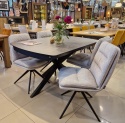 [od ręki] Rozkładany Stół Jadalniany PAVALON 140-190 cm - Blat HPL Primo Laminato Antracyt - Centralna Noga Designerska