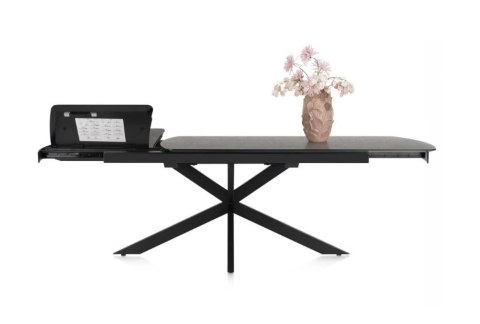 [defekt, od ręki] Rozkładany Stół Jadalniany PAVALON 200-278 cm - Blat HPL Primo Laminato Antracyt - Centralna Noga Designerska