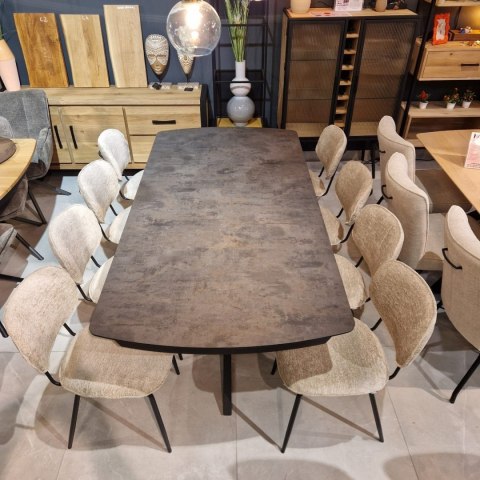 [defekt, od ręki] Rozkładany Stół Jadalniany PAVALON 200-278 cm - Blat HPL Primo Laminato Antracyt - Centralna Noga Designerska